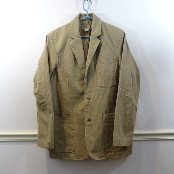 Duluth Trading Co Fire Hose Presentation Blazer Jacket Tan L Tall 2-Button